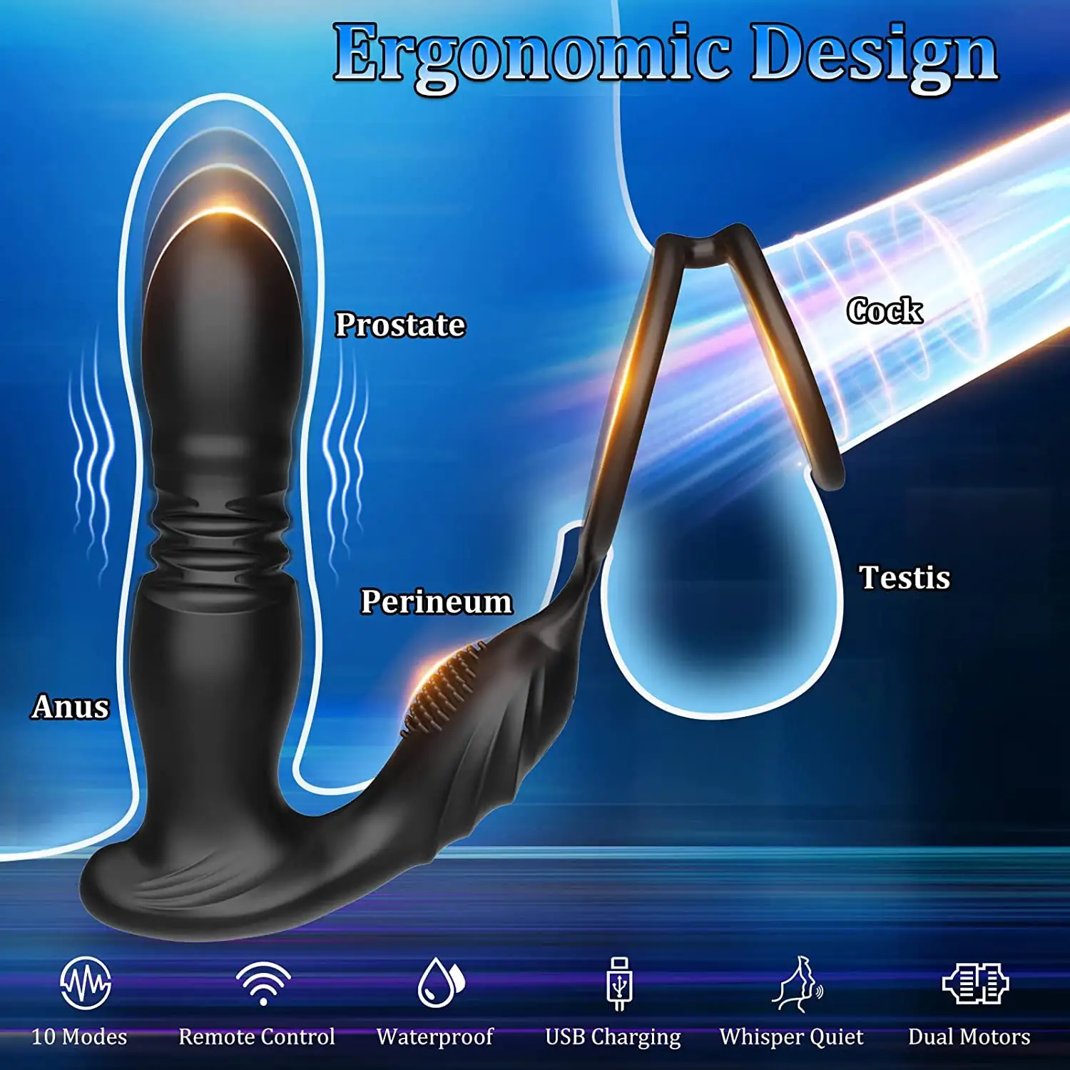 Anal Butt Plug Vibrateur Télécommande Sans Fil Prostate Massager Orgasm G-spot Stimulation Mâle Pénis Cock Rings