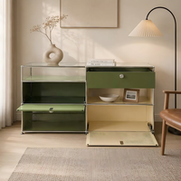 Meuble de rangement modulaire moderne en acier inoxydable pour appartement, chambre à coucher, buffet, table de chevet, armoire de rangement DIY
