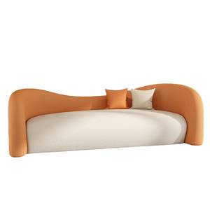 Nordic Set <span class=keywords><strong>Sofa</strong></span> kulit asli Modern sederhana desain melengkung untuk keluarga kecil atau area penerimaan Hotel untuk toko pakaian - Product Image 5