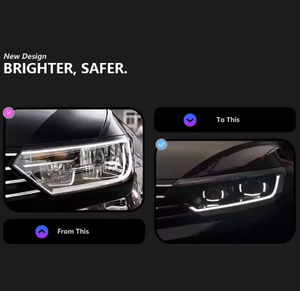 AURON 2016-2019 VW Magotan Phare avant à LED, feux de croisement, kit de modernisation/amélioration, nouveau, 12V 36W 6000 lm 6000K, montage universel - Product Image 2