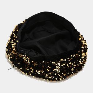 European American Style Pumpkin Hat for Women Autumn/Winter <b>Sequined</b> Beret Fashionable Unique Street Style Versatile Painter's - Product Image 4