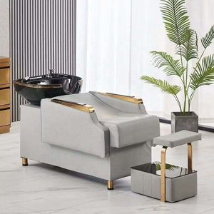 Contemporary PU Leather Shampoo Chair with Porcelain Basin and Removable <b>Footrest</b> for Salon Furniture - Product Image 5