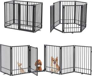 รั้วกั้นสัตว์เลี้ยงแบบพับได้กลางแจ้งและในร่มสำหรับลูกสุนัขประตูสุนัขแบบยืนลวดยืนฟรีกว้างเป็นพิเศษ - Product Image 3