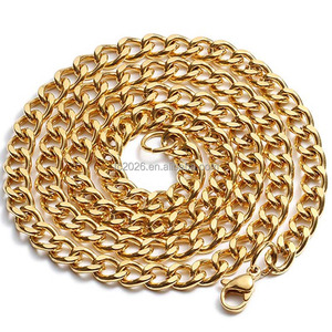 Cadena de eslabones cubanos de acero inoxidable cepillado soldado de doble cara, de varios tamaños, para collar, pulsera y bolso - Product Image 6