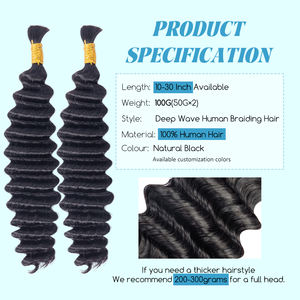 Extensions de tresses bouclées vietnamiennes 100 % naturelles en cheveux humains vierges Deep Wave pour crochet - Product Image 3