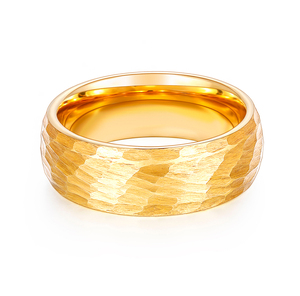 Anelli da <span class=keywords><strong>Uomo</strong></span> Tempusort in Carburo <span class=keywords><strong>di</strong></span> Tungsteno Placcato Oro 8mm, Design Classico a Cupola Martellata per Matrimonio e <span class=keywords><strong>Fidanzamento</strong></span> - Product Image 6