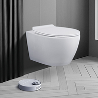 WC suspendu de luxe, design premium, monobloc allongé sans joint, style architectural flottant pour salles de bain modernes et luxueuses