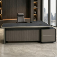 Vente en gros personnalisable 1.8m 2m 2.4m Table de bureau de direction moderne avec armoire latérale en bois massif durable pour les administrateurs