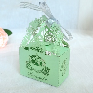 Caja de Recuerdos Personalizada con Diseño de Carruaje de Cenicienta Cortado con Láser para Fiesta de Comunión o Quinceañera, con Cinta - Product Image 5
