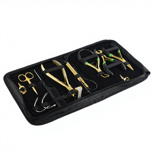 Kit d'outils professionnels pour extensions capillaires avec 2 pinces à presser pour bandes adhésives, pinces à sertir pour micro-perles, et outil de séparation rapide pour tresses - Product Image 1