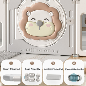 Parc de jeu multifonctionnel sur le thème du lion avec lit d'appoint, toboggan, armoire de rangement et centre d'activités interactif pour bébés et tout-petits - Product Image 6