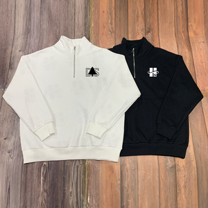 OEM Custom Quarter Zipper Sweatshirt Custom Embroidery Logo Warm 80 Cotton 20 Polyester Fleece Black Casual <b>Mens</b> 1/4 Zip Hoodie - Product Image 5