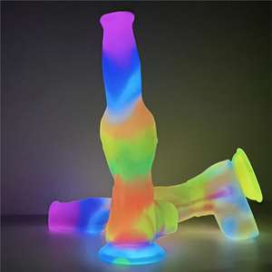 Gerçekçi köpek şekilli aydınlık yapay penis yumuşak silikon kadın mastürbasyon seks bebek Anal Plug ile özel parçalar Dildos - Product Image 2