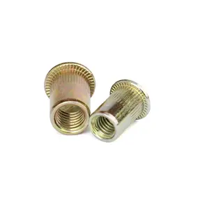 Flat head knurled open end cylindrical head blind rivet nuts threaded inserts M3 M4 M5 M6 M8 M10 M12