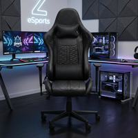 Chaise de jeu avec support lombaire ergonomique pour ordinateur de jeu, bras réglable, dossier haut en cuir, logo brodé personnalisé