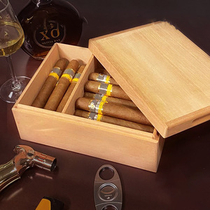 Caja de Madera Sólida para Cigarros, Rectangular, 10.5cm, a Prueba de Humedad, con Humidificador, de Cedro y Pino, para Uso Doméstico - Product Image 1