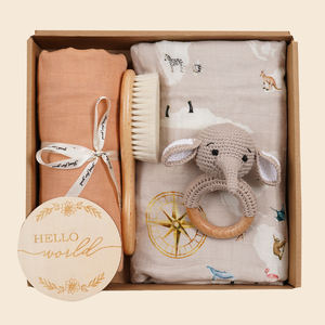Flauta feliz recién llegados bebé Swaddle regalo <span class=keywords><strong>conjunto</strong></span> recién <span class=keywords><strong>nacido</strong></span> ducha recibir muselina bambú algodón manta <span class=keywords><strong>conjunto</strong></span> - Product Image 5