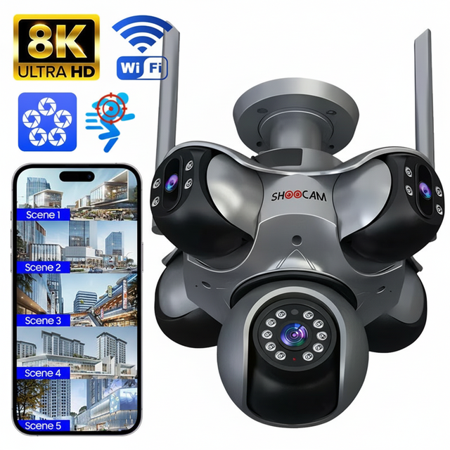 Five Lens Real Time Video Wireless Security Camera Ptz Full Angle Human Tracking With Alarm System Remote Control Cctv Camera