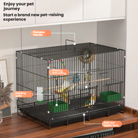 Cage à oiseaux pliable en métal pour perroquets et petits oiseaux, espacement des fils de 1 cm, avec portes d'alimentation, aucun assemblage requis