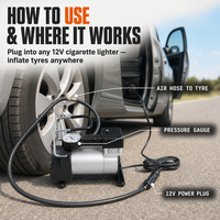Compresseur d'air portable Wanray 480C en métal, gonfleur de pneus pour voiture 12V 150PSI 200W, électrique haute performance