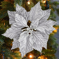 YATING 25cm Arbre de Noël artificiel en polyester, fleur de Poinsettia, décoration de Noël, accessoires floraux colorés