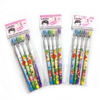 Lot de 4 crayons mignons en plastique recyclé, écologiques et sans aiguiseur, en forme de fruits, pour étudiants, fournitures scolaires, cadeau pour enfants
