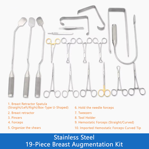 Conjunto de Instrumentos de Cirurgia Plástica de Mama em Aço Inoxidável com 19 Peças, Incluindo Dissectores de Mama e Ferramentas de Reconstrução - Product Image 6