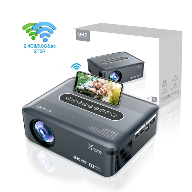 Mini Projector 8K Smart Android Wifi BT Quad Core Mobile Phone Projector for Home Theater/Outdoor/Meeting