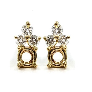 Hong Kong KOK livraison rapide bonne qualité 18k solide or jaune naturel VS SI diamant Semi montage fleur boucles d'oreilles pour les femmes - Product Image 1