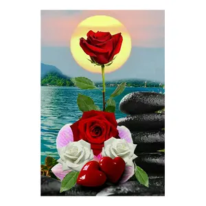 Когда-нибудь момент алмазов картина современная абстрактная картина розы Луны в виде цветов и бабочек смолы украшение для дома в виде Наборы для вышивания 3F2480