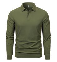 Polo de Manga Larga Personalizado para Hombre, Mezcla de Algodón y Sorona, Cuello con Botones, Estilo Casual, Vintage, Urbano, Elástico, Diseño de Alta Gama, Venta al Por Mayor