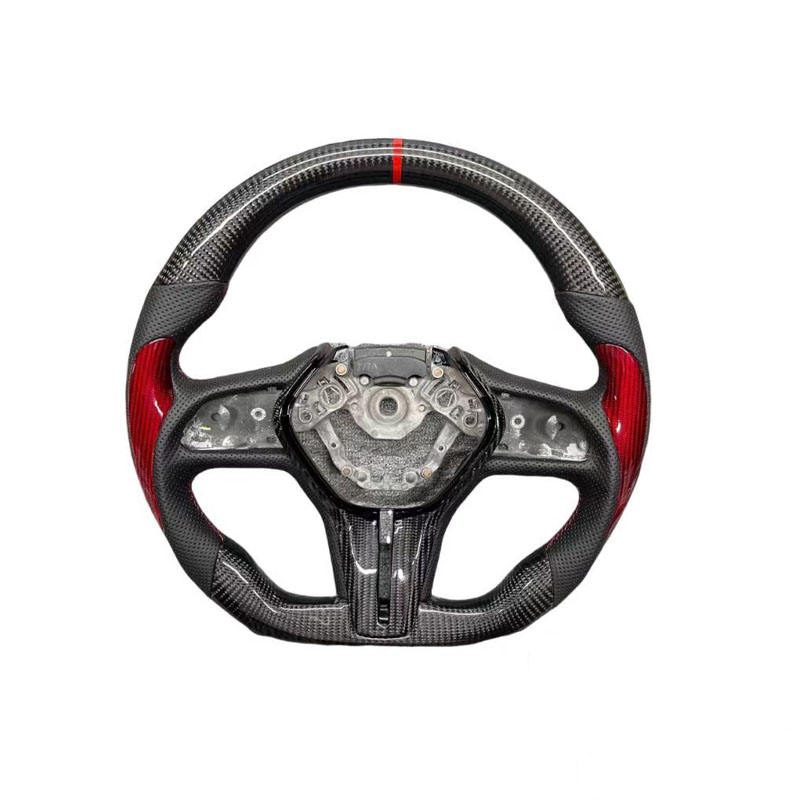 Carbon+Perforated Leather+Red Top Stripe Stitching