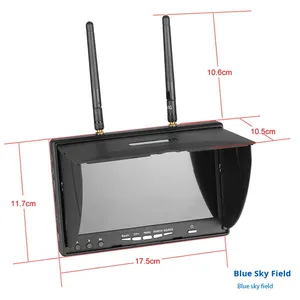 Moniteur de <span class=keywords><strong>surveillance</strong></span> aérienne LCD5802D, écran 7 pouces, enregistrement DVR, <span class=keywords><strong>drone</strong></span> HD, transmission d'images FPV pour avion extérieur, PVC manuel - Product Image 2