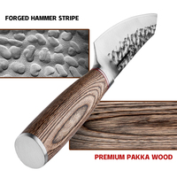 Couteau utilitaire professionnel de 5 pouces 4CR13 couteau de cuisine en acier inoxydable lame martelée avec manche en bois Pakka