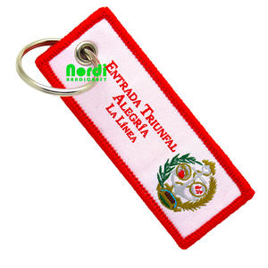 Nuevo diseño personalizado forma tejida bordada llaveros motocicleta <span class=keywords><strong>botella</strong></span> forma tejida llavero Jet Tag con llavero <span class=keywords><strong>de</strong></span> Metal - Product Image 2