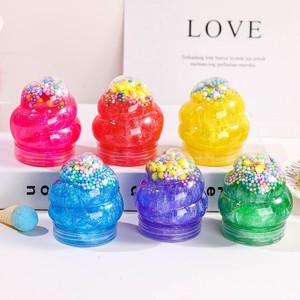 HECION Ice Cream Color Decompression Toys DIY Toy Slime 150 ml Bottle Box Color Poop Shape DIY Slime Plastic Jar With Topping