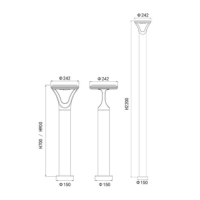 Lampadaire solaire LED extérieur pour pelouse et jardin 1-3W 120LM/W 3.2V 5AH en bois, batterie solaire, PC, aluminium 242XH700/H900/H2200MM