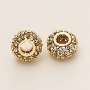 18k Gold Plated Zircon Beads Large Hole <b>Spacer</b> Round For Bracelet Making Jewelry Findings Components - Product Image 4