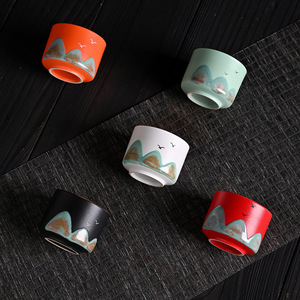 Nuova Tazza Singola in Ceramica Dipinta a Mano, Lusso Stile Nazionale, Design Montagne e Fiumi, Creativa e Culturale, Disponibile - Product Image 5