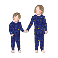 Promo Penjualan 2pcs Set Piyama Anak Musim Dingin Motif Bulan Bintang Bahan Bambu Nyaman Berkualitas Tinggi Buatan Pabrik Cina