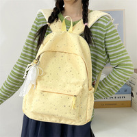 Sac à dos en tissu Oxford à imprimé étoiles avec pendentif en dentelle et perle, décontracté, pour le quotidien, les voyages en plein air, tendance, grande capacité