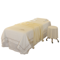 Nouveautés : Parure de lit de luxe blanche pour table de massage, housse de couette, ensemble de literie, taille personnalisée, logo, 4 pièces, couvre-lit de beauté