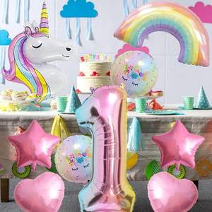Ensemble de ballons en feuille d'or licorne, ballons en feuille d'or en forme d'étoile et de cœur, décorations de fête pour les filles, anniversaire, fête de naissance, fournitures de fête - Product Image 5