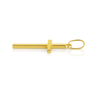 Colgante de Cruz Cristiana de Oro de 14K, Delgado, Minimalista, Hecho a Mano, Oro Amarillo, Unisex, para Uso Diario, Regalo Religioso, Joyería Sin Níquel