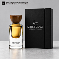 Flacon de parfum de luxe vide personnalisé en usine, vaporisateur 30 ml, bouteille carrée en verre à fond épais avec bouchon en bois mat givré