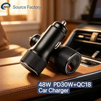 Chargeur de voiture double port 48W PD30W QC18W 1A+1C, charge rapide, adaptateur de téléphone pour voiture avec protection OTP