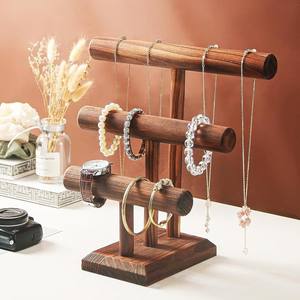 Porte-bijoux en bois massif à trois couches-Présentoir pour chaîne à main et bracelet-Collection de bijoux et support d'organisation - Product Image 6