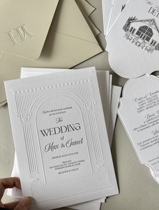 Cartes <span class=keywords><strong>d</strong></span>'<span class=keywords><strong>invitation</strong></span> de mariage personnalisées élégantes avec lettrage en relief, dorure et enveloppes - Product Image 4