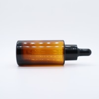 Flacons compte-gouttes en verre de sérum d'huile essentielle cosmétique ambre de 30ml 50ml 100ml avec bouchon de pipette