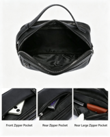 Tas Genggam Bisnis Pria Kulit PU Fashion Baru Tas Tangan Kasual Warna Solid Kualitas Tinggi Tas Bahu Banyak Kantong